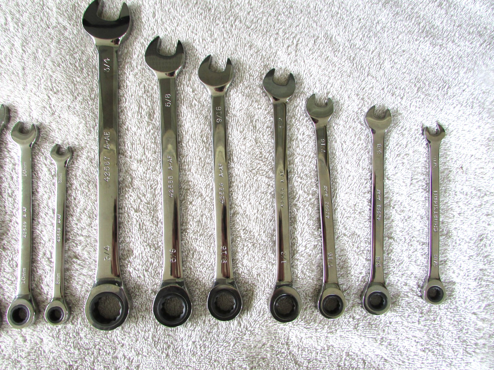 Craftsman 14 pc Wrench Set ~7 A-AE SAE~ 7 A-AF Metric Polished Chrome Ratcheting