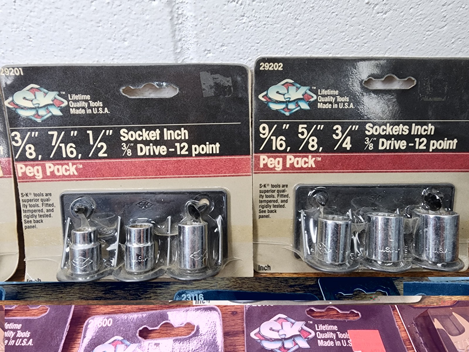 NOS Vintage S-K Tools Peg Pack Lot – Mostly 3/8” Sockets