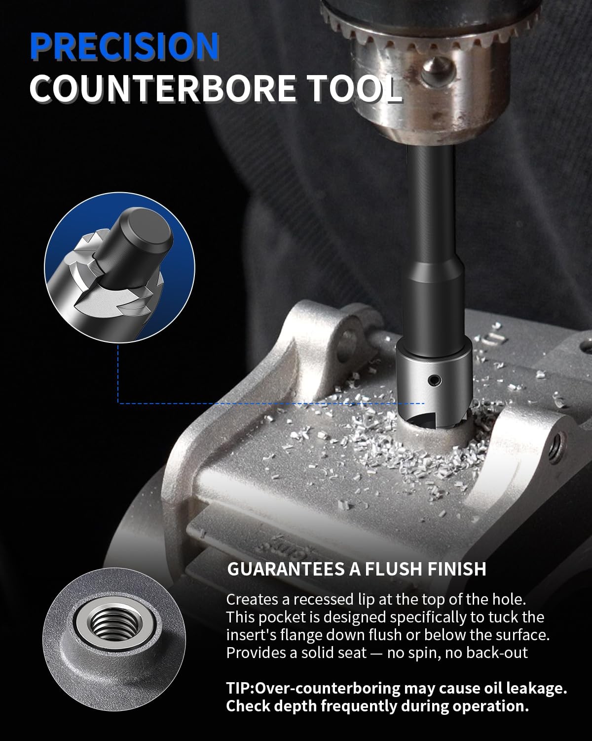 M8 x 1.25 Metric Thread Repair Kit, with HSS Drill Bit, Tap, Counterbore & Insta