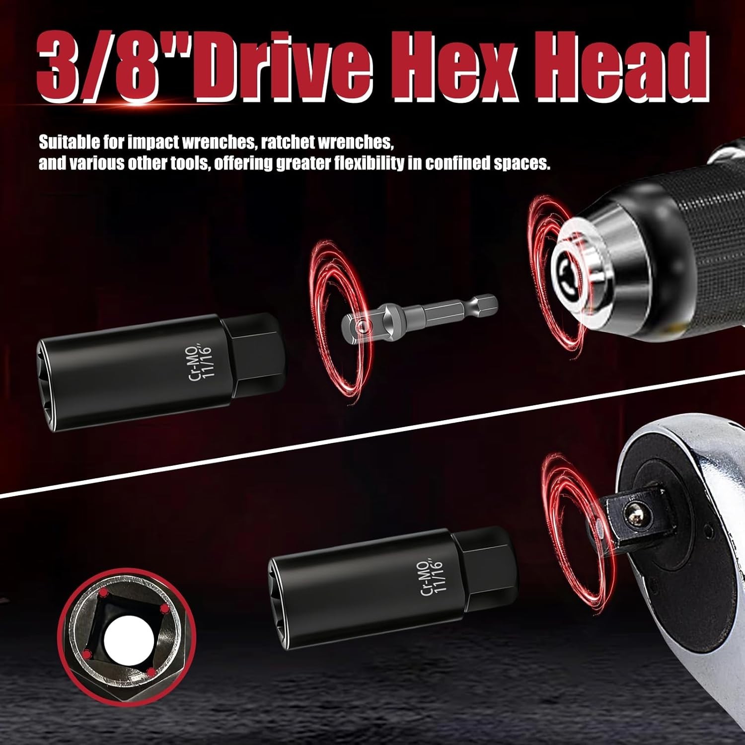 Bolt Extractor Kit for Deep Well Bolt, 11 Pcs Lug Nut Extractor Set, Deep Socket