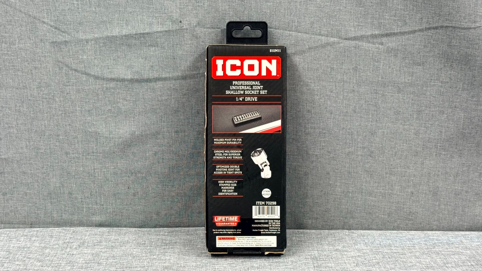 Icon S1UM11 1/4″ Drive Metric 11 Piece Universal Joint Shallow Socket Set 70298