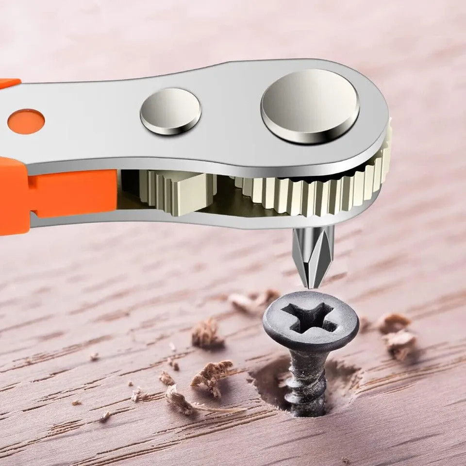 Mini Ratchet Wrench 36 Ratcheting Right Angle Screwdriver Hex Drive 1/4″ Drive