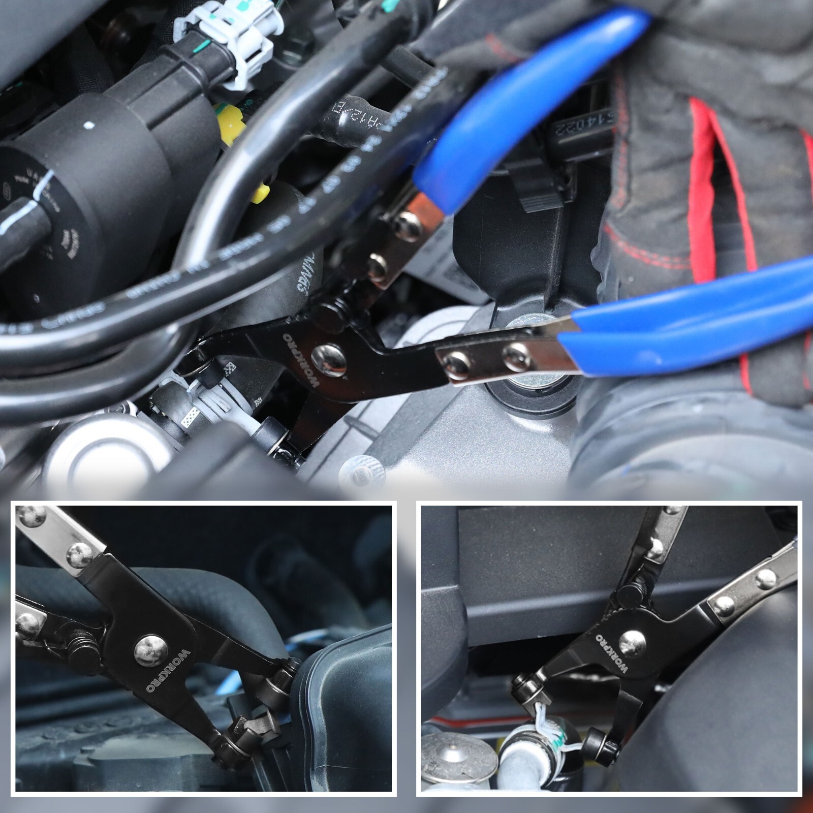 WORKPRO Hose Clamp Pliers with Swivel Flat Band for Removal and Installation