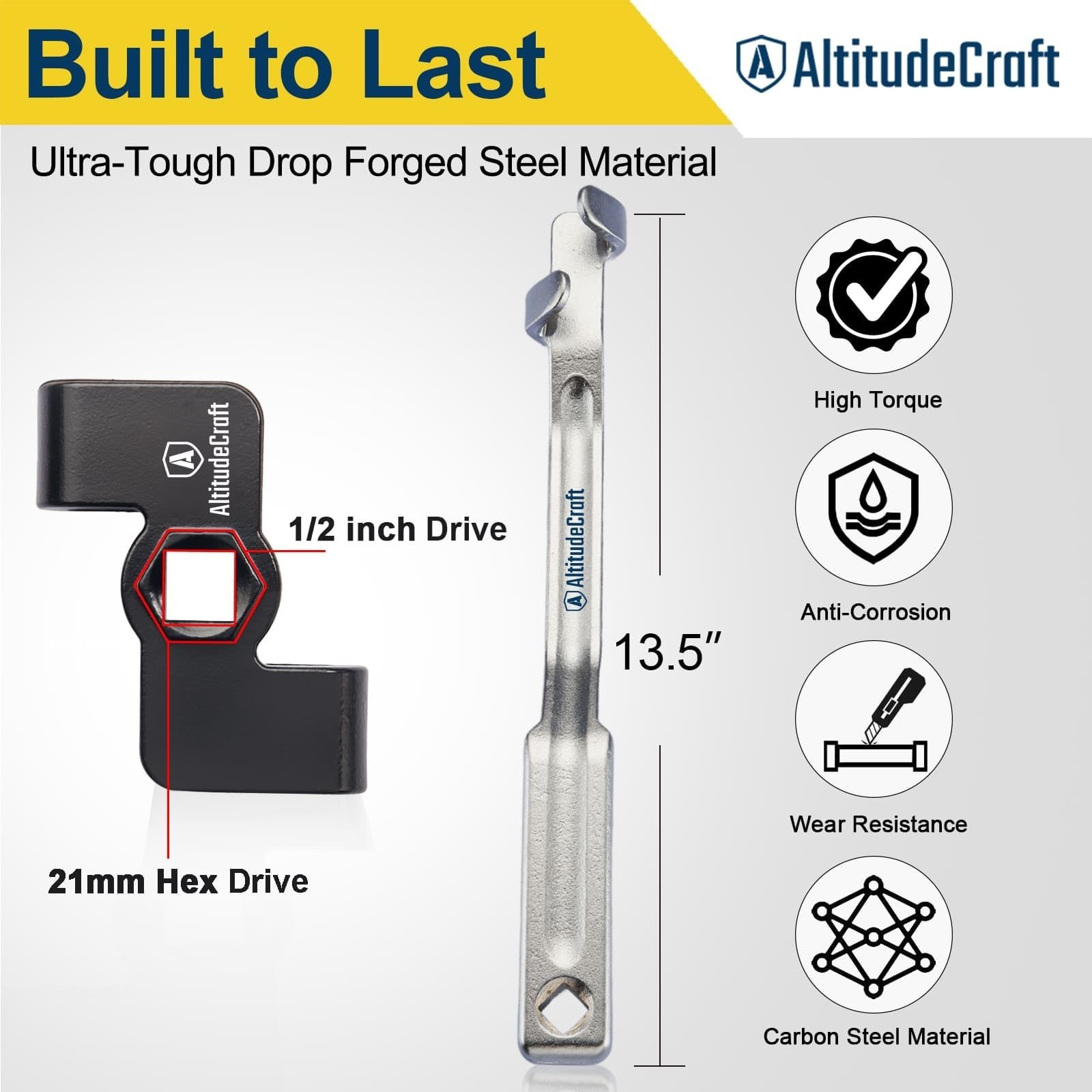Wrench Extender Tool Set – 1/2″ Drive & 13.5″ Extension Bar for Easy Access