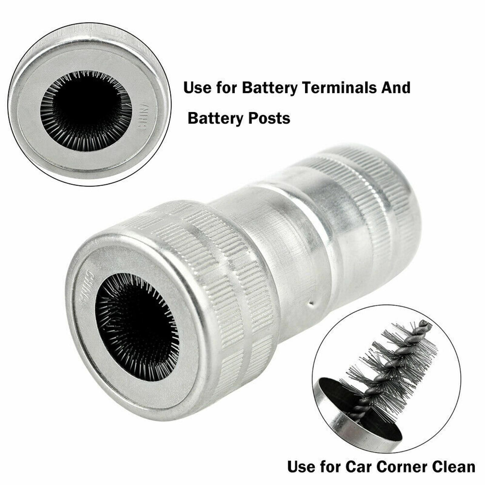 3.22in Car Battery Post Terminal Cleaner Dirt Corrosion Brush Hand Clean Tool