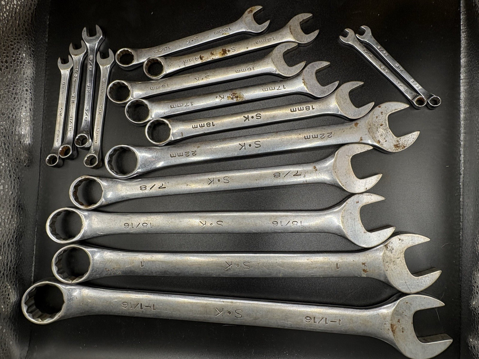 S K wrench Lot Of 16 Various Size Wrenches