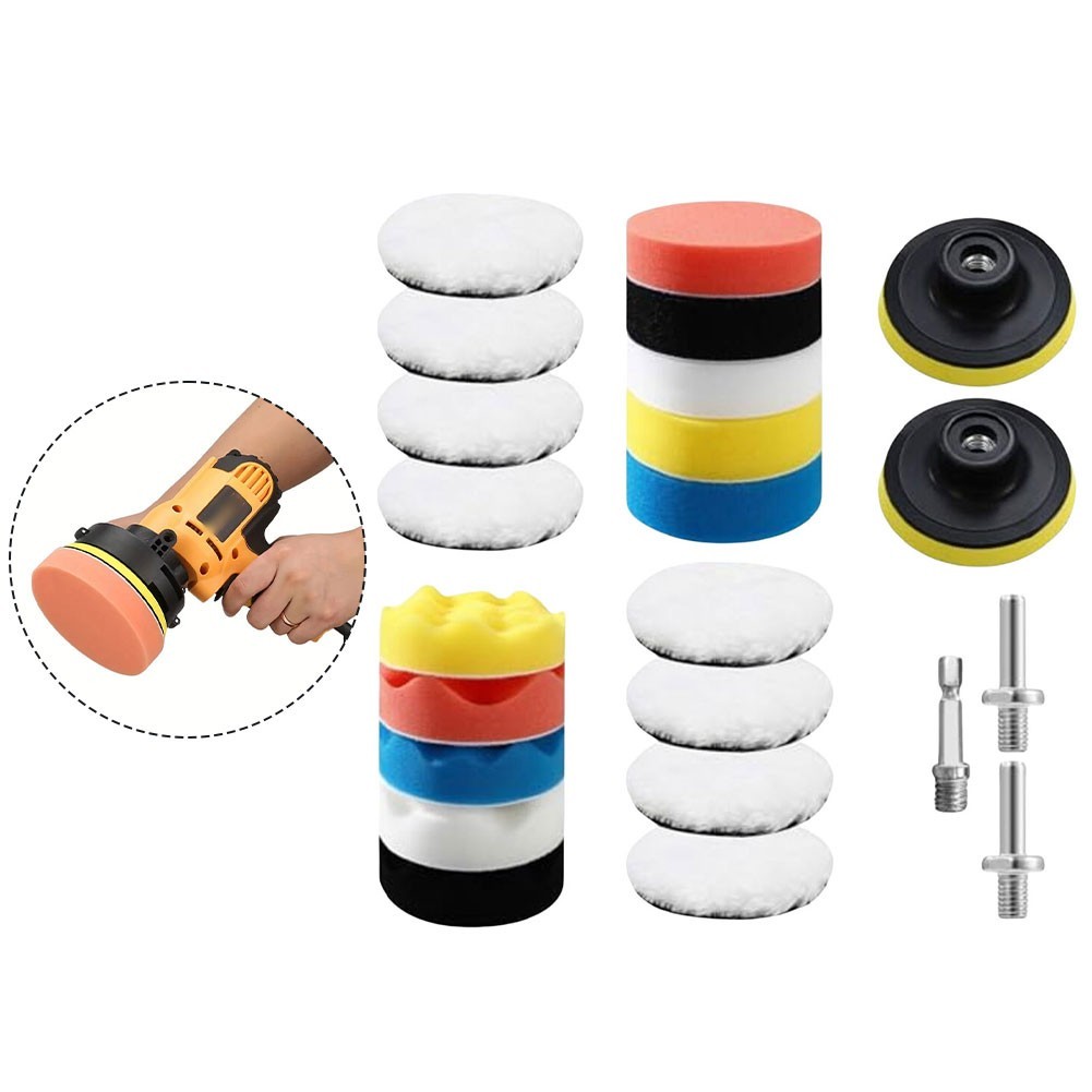 80mm Polishing Kit Wool Polishing Pads 23 Pieces Kit Eccentric Sanders Fit