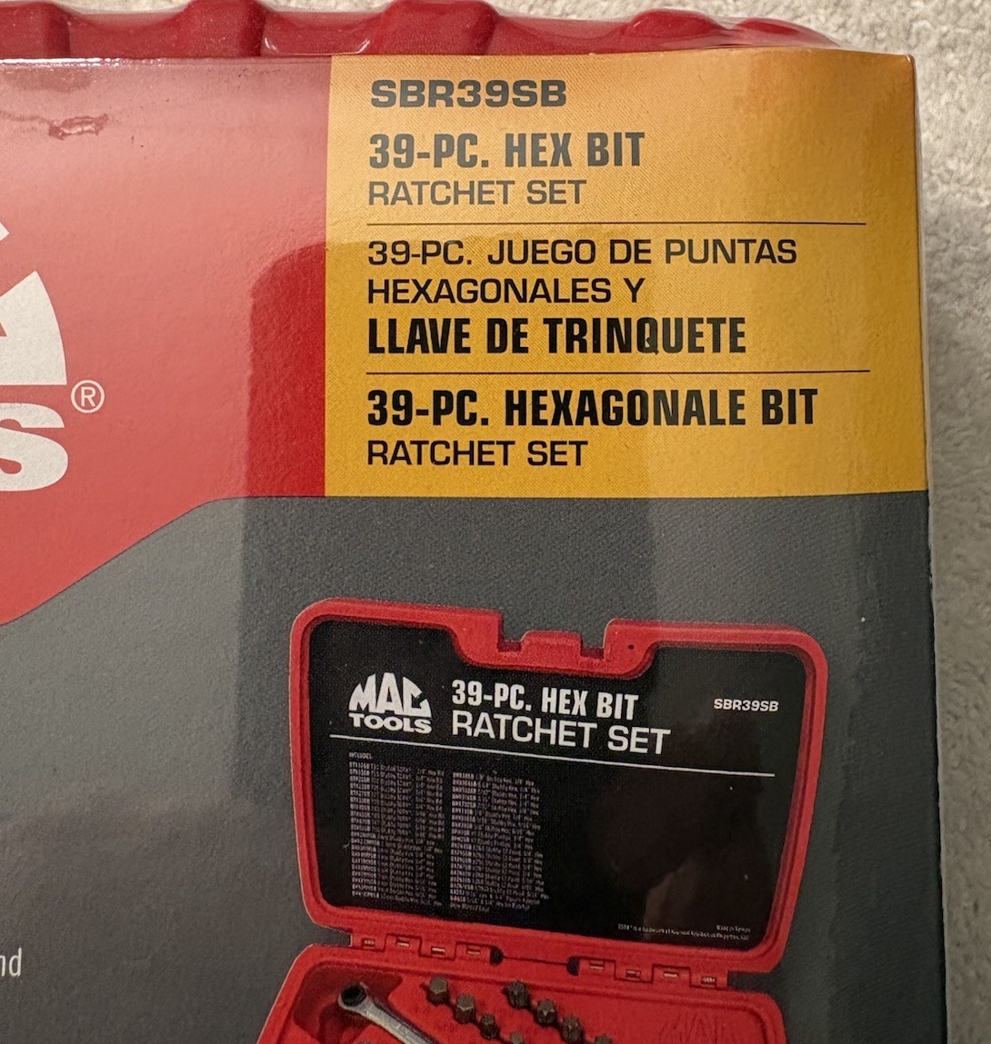 Mac Tools 39 Pc. Hex Bit Ratchet Set w/Case