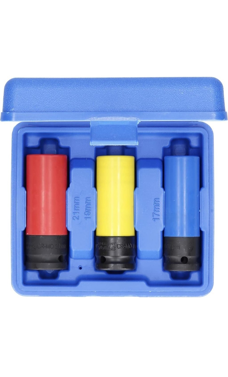 3pc Alloy CR-MO Wheel Impact Socket Set 1/2″ Drive 17mm 19mm 21mm Deep Thin Wall