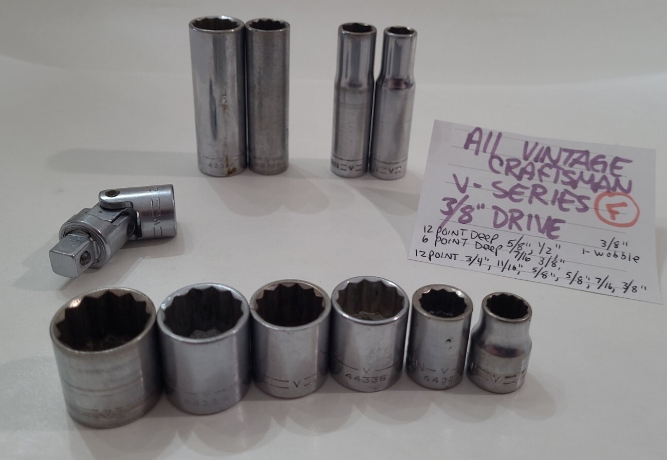 3/8″ Drive Craftsman V series Socket Set 12 point 6 point Deep Regular Sockets