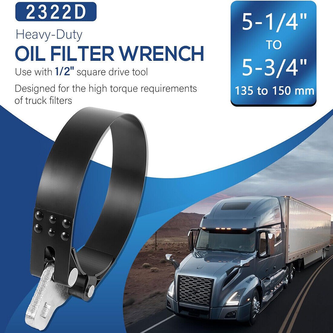 2322D Oil Filter Wrench 5-1/4″ – 5-3/4″ Fit Use With 1/2″ Square Drive Tool