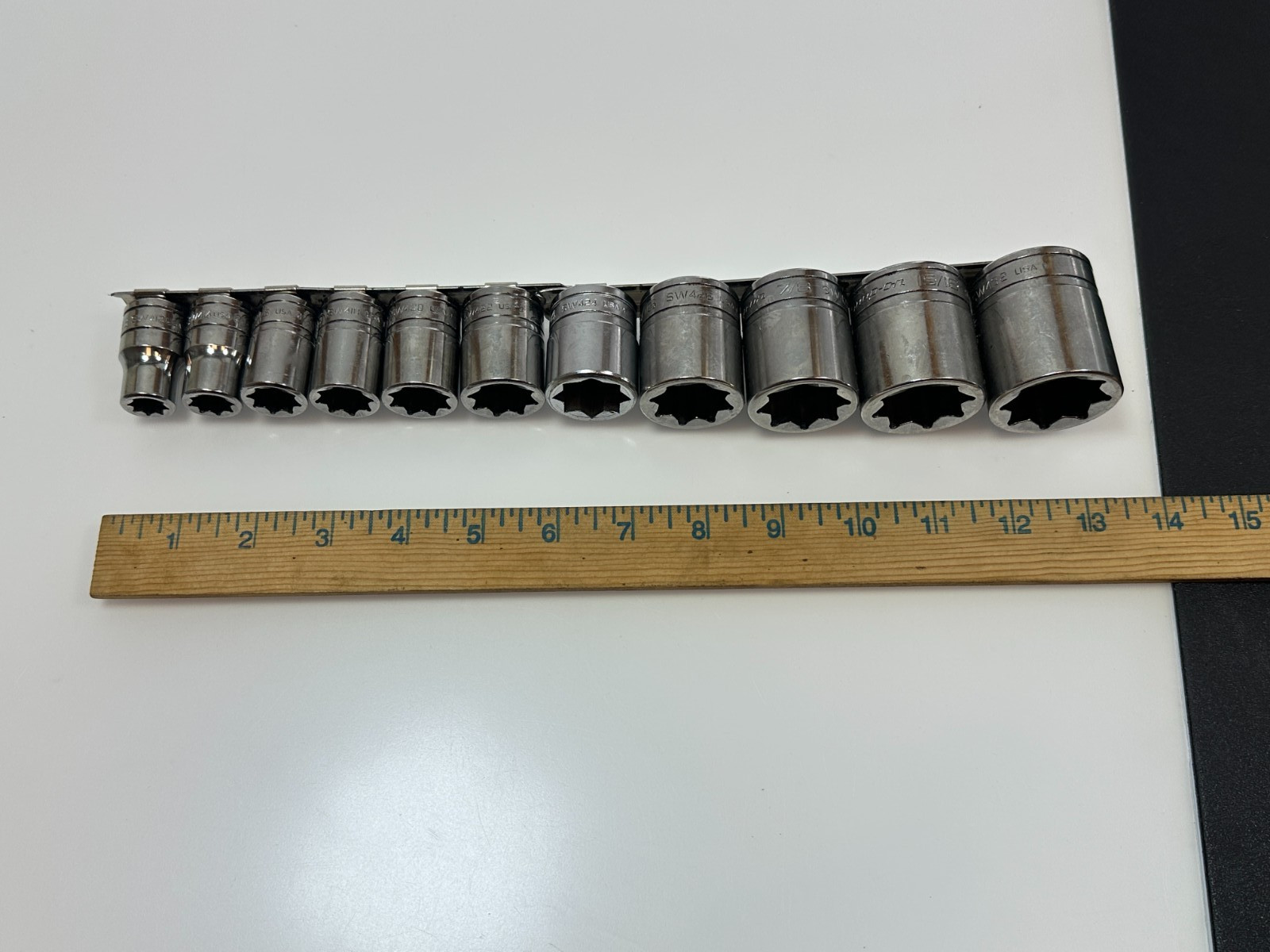 Snap-on Tools USA 11pc 1/2″ Drive 3/8 – 1″ SAE 8 Point Double Square Socket Set