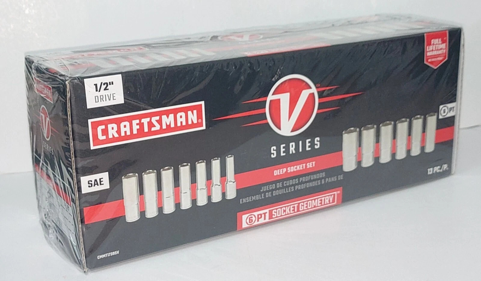 Craftsman V-Series 1/2″ Drive 10 Piece SAE Deep Socket Set CMMT17395V