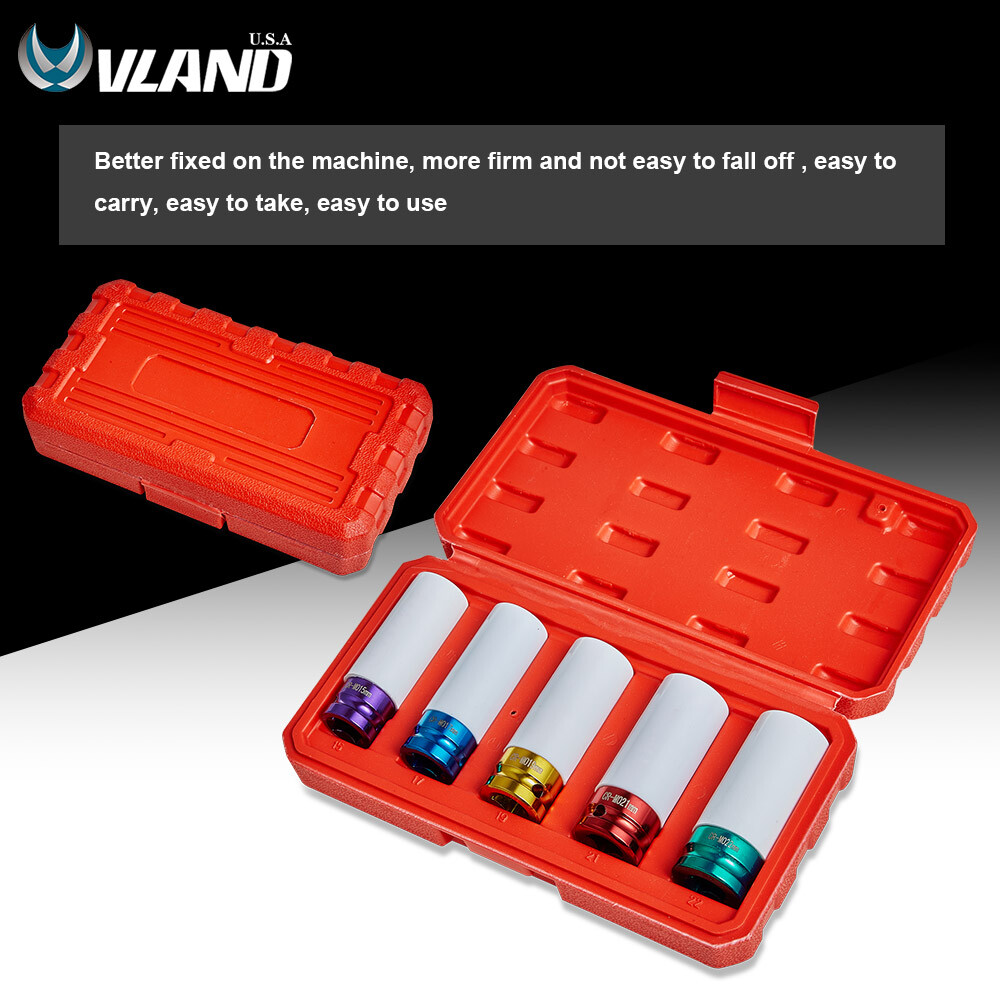 5Pcs/Set Lug Nut Socket Impact Socket 1/2″ Wheel Protector 15/17/19/21/22mm