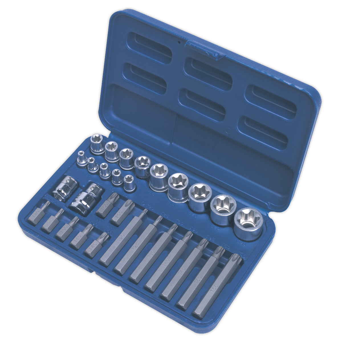 Sealey 30pc 1/4″, 3/8″ & 1/2″ Square Drive TRX-Star Socket & Bit Set AK619