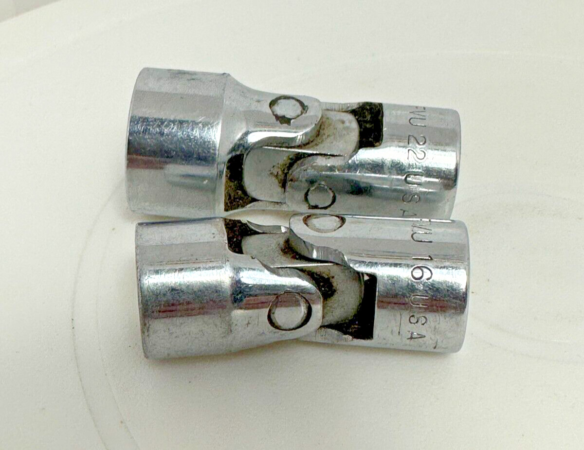 2pc Vintage Snap On 1/2 FVU 16 & 11/16 FVU 22 Flex Socket