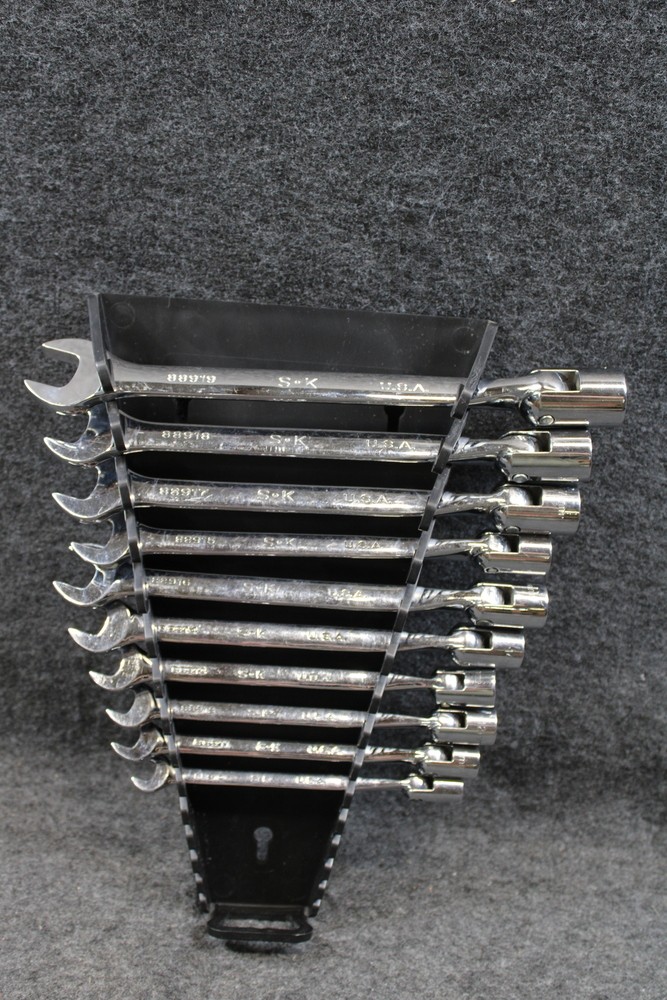 SK Tools Metric Flex Head Combination Wrench Set 10mm-19mm w/Tray (458903)