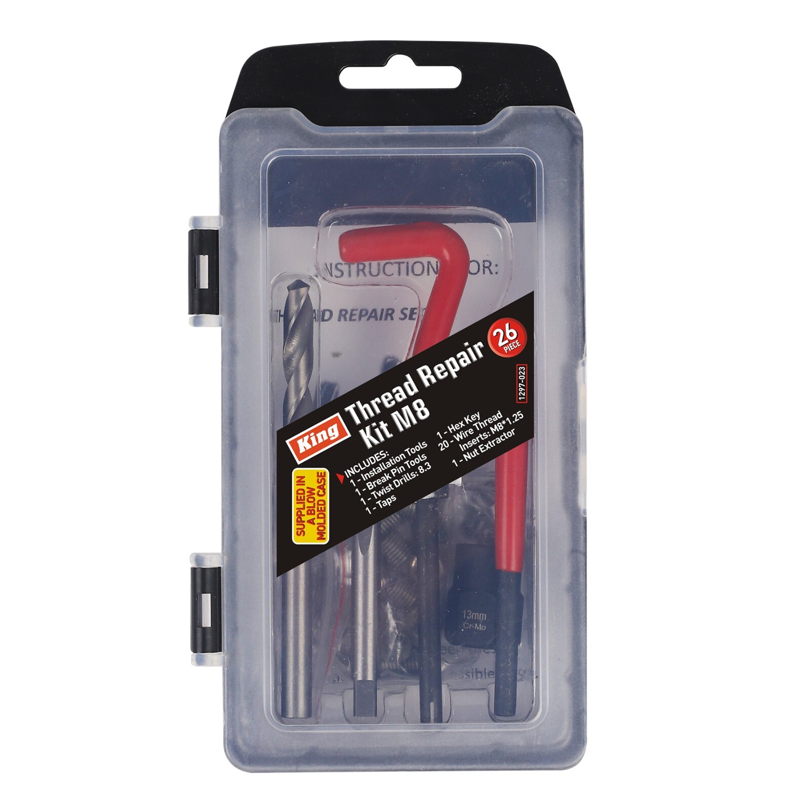 King 26pcs Metric Thread Repair Tool Insert Kit Helicoil Car Pro Coil Tool M8
