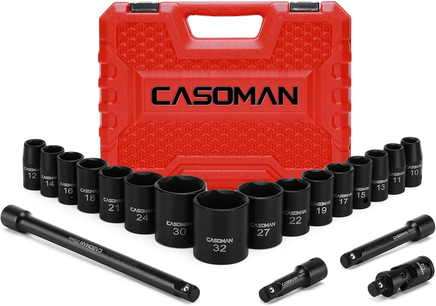 20-Piece 1/2-In Drive Shallow Impact Socket Set Metric 10mm-32mm Shallow Sockets