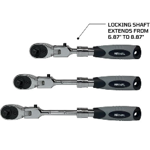 EZRED MR14FL Locking Flex Head Extendable Ratchet, 1/4″ Drive