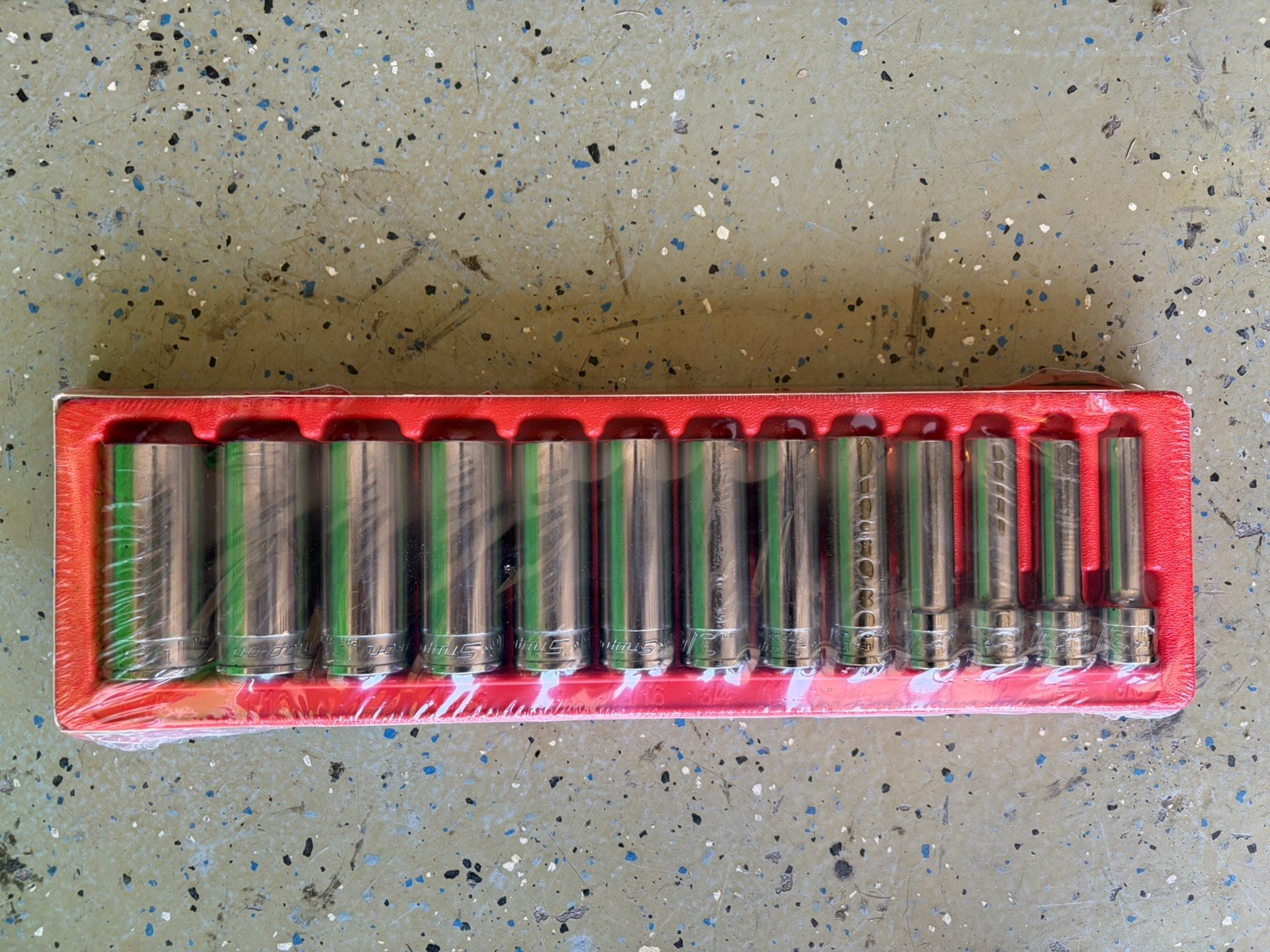 NEW Snap-on 313YTSY 13Pc 1/2” Drive SAE FDX Deep Socket Set 3/8”-1-1/8” USA