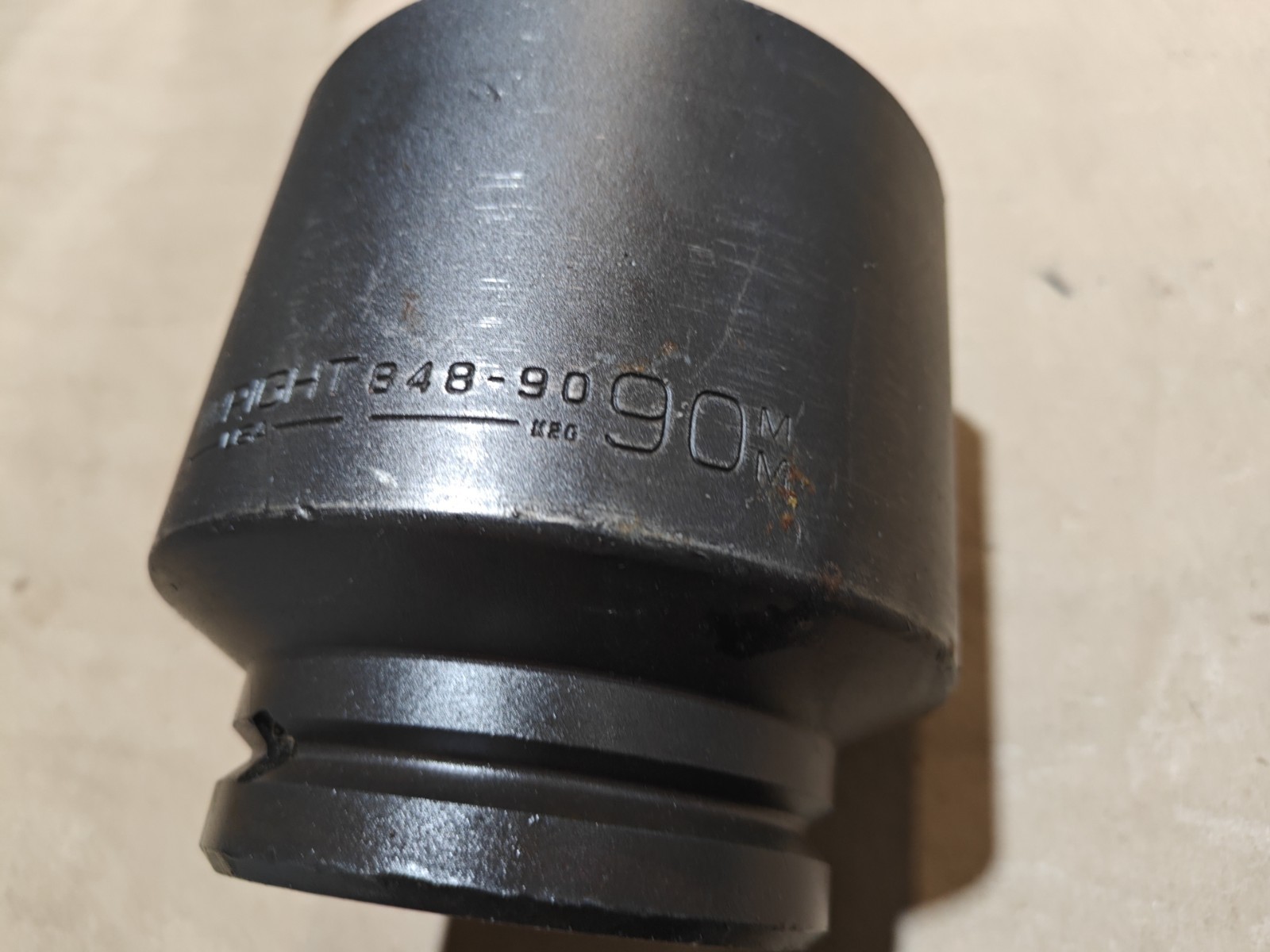 WRIGHT 848-90 Impact Socket 1 1/2 in Drive, 90 mm, 6-Point, Std, Black Oxide