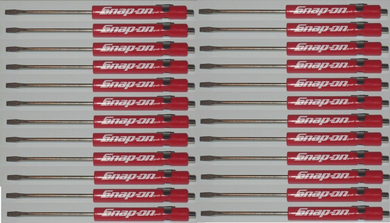 (24) Snap on Pocket Screwdriver, Flat Tip Screwdrivers, RED ~ Magnetic Tip .NEW.