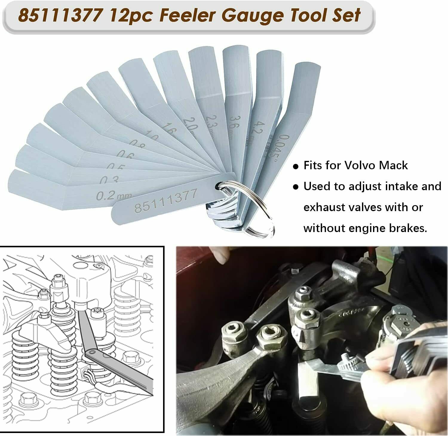 For Volvo Mack MP7 MP8 MP10/D12/D13/D16 Engines Feeler Gauge Jake Brake Tool