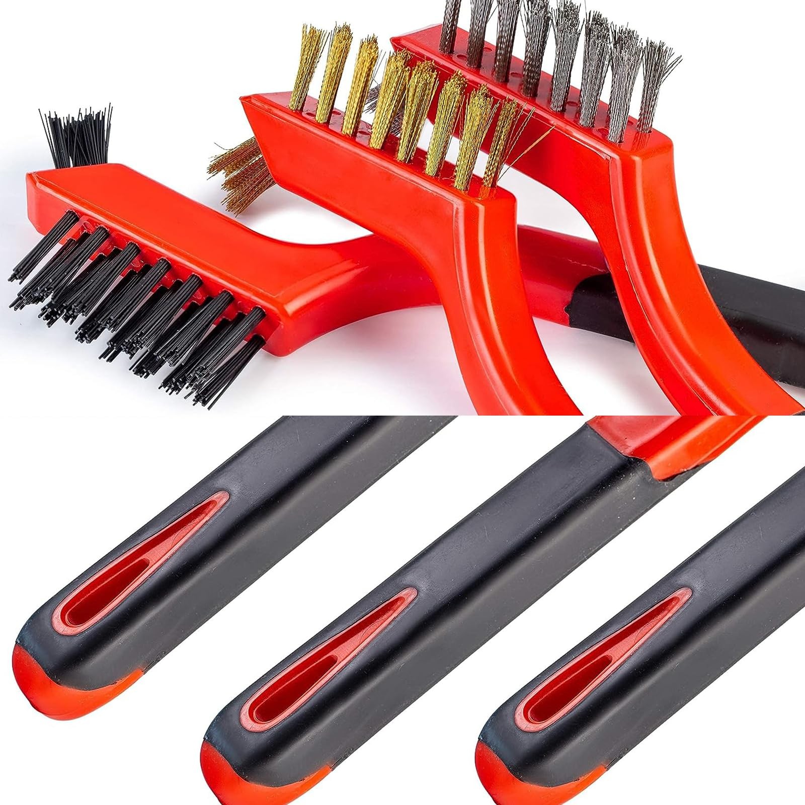 Wire Brush 9Pcs Metal Scrubber – Nylon/Brass/Stainless 9 PCS MULIT COLOR