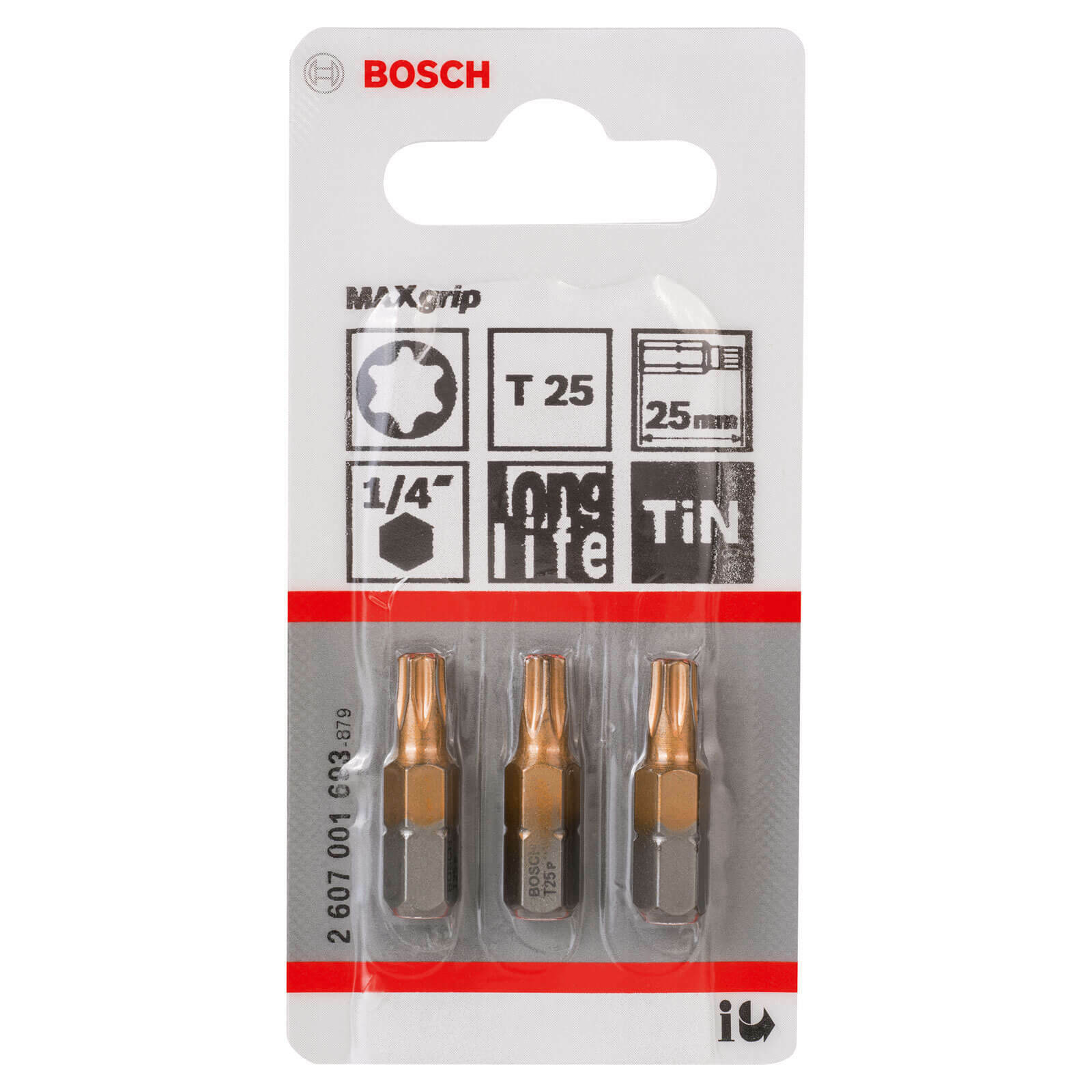 Bosch Maxgrip Torx Screwdriver Bit T25 25mm Pack of 3