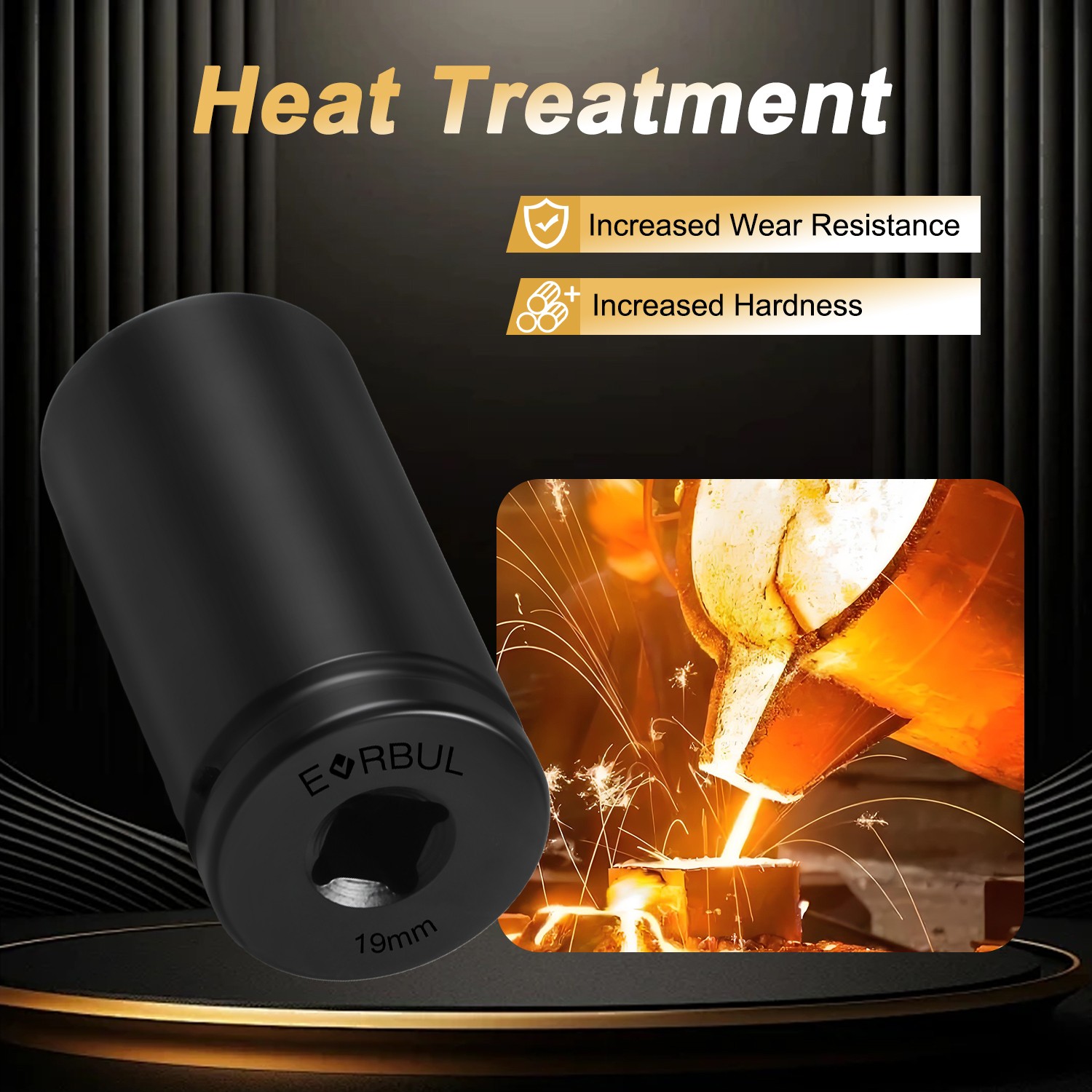 1PCS 6 Point 1/2» Drive 19mm Harmonic Balancer Socket Impact Socket Tool