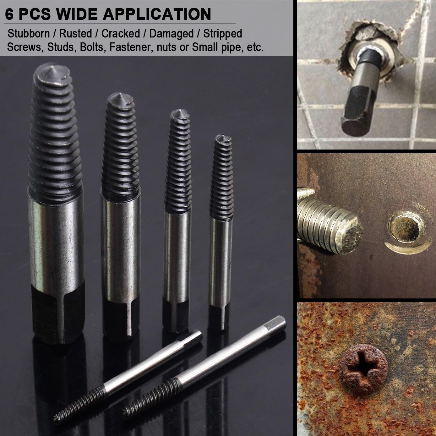 6pcs Stripped Screw Extractor, Damaged Bolt Remover Set – Ideal Left Hand Spi…