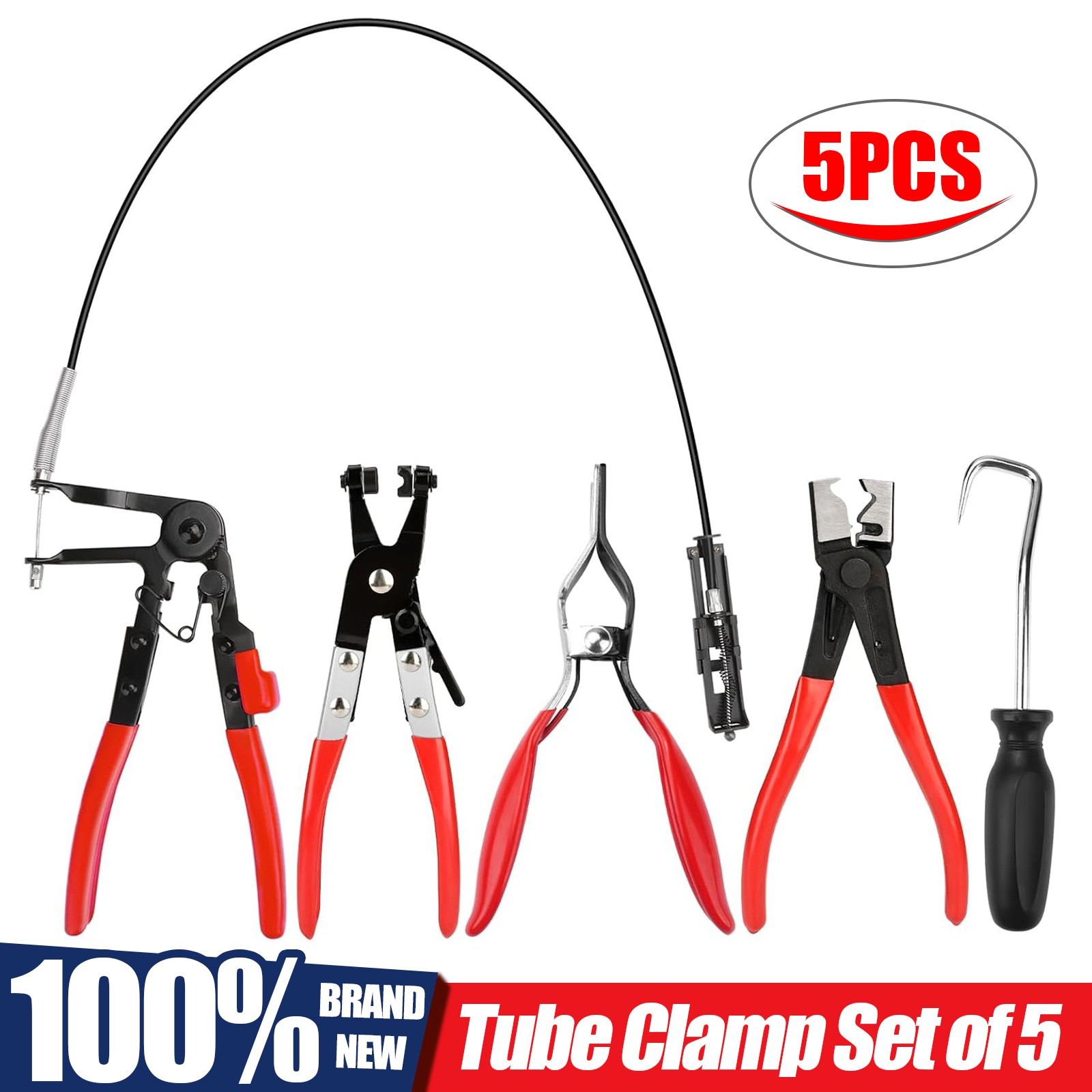 5Pcs Hose Clamp Pliers,Remover Kit with Long Reach Wire Spring Hose Clamp Pliers