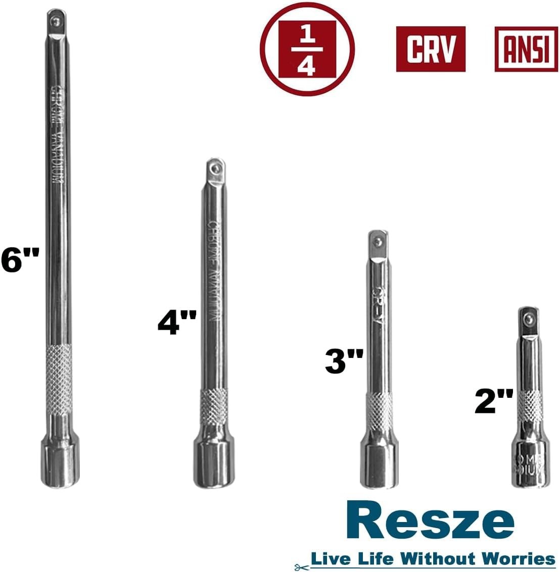 4-Pc Socket Extension Set – Chrome Vanadium, Various Lengths, Impact Ready