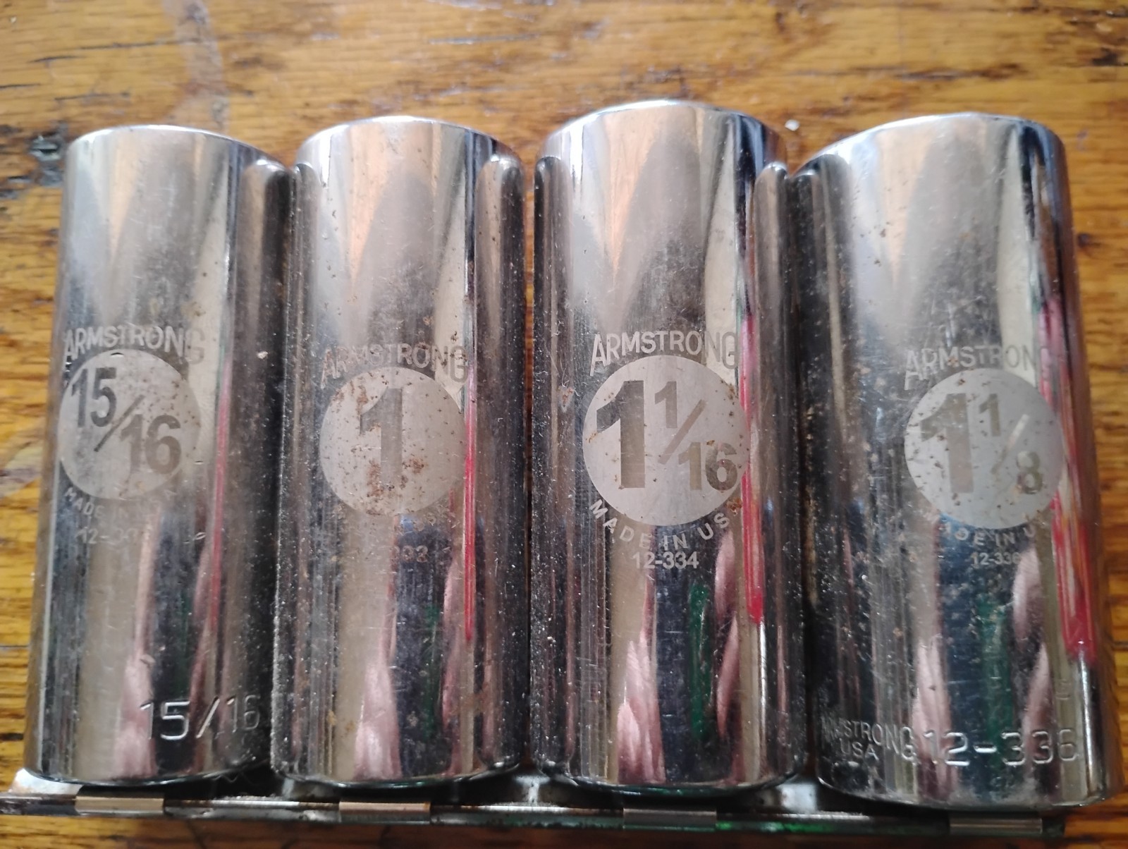 Armstrong 1/2″ Drive 14 Pc Deep Socket Set Made In USA 3/8″ to 1-1/8″ +10mm!