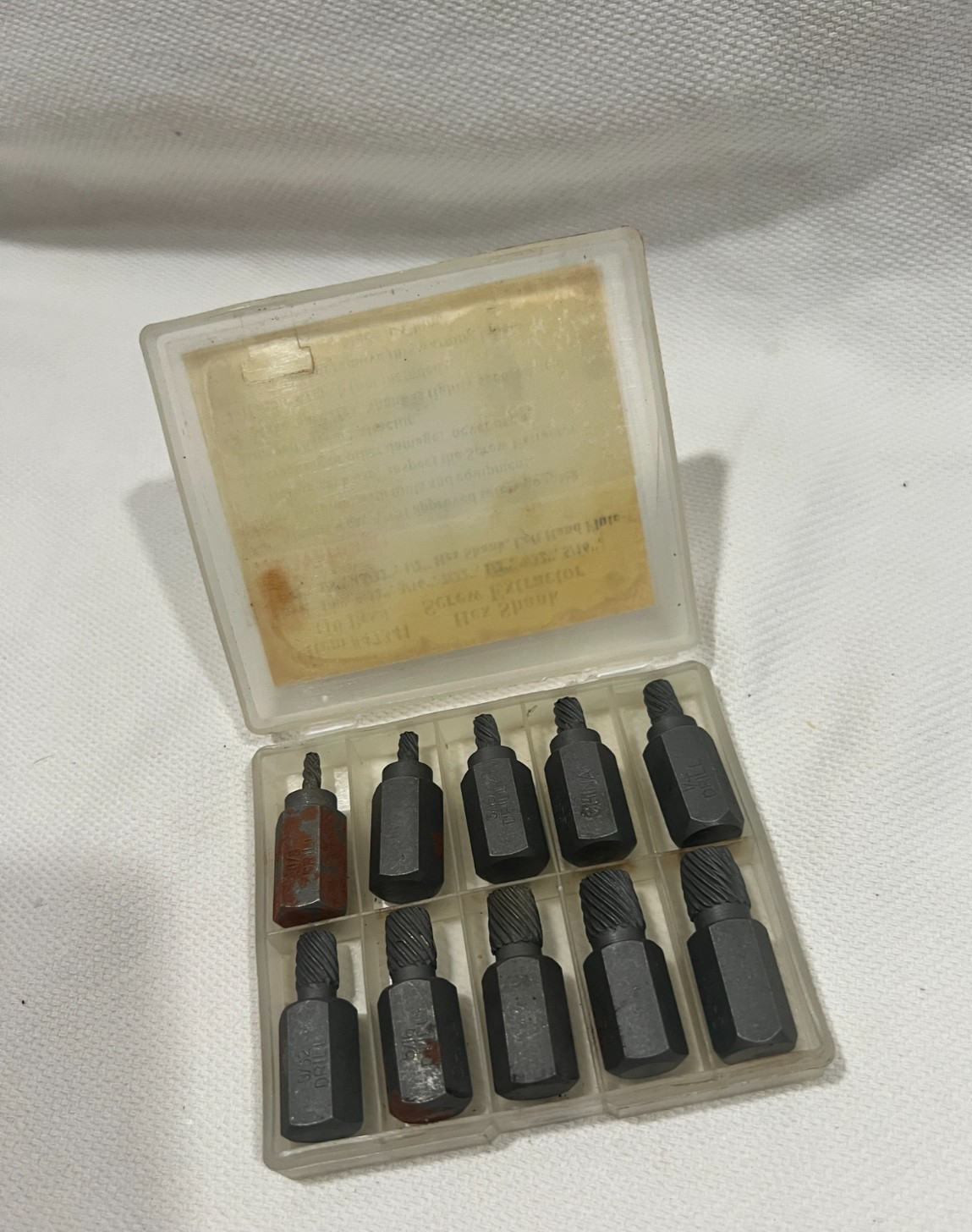Drill Master 10 pc Hex Shank Screw Extractor Set 1/8″ -1/2″ Left Hand Flute