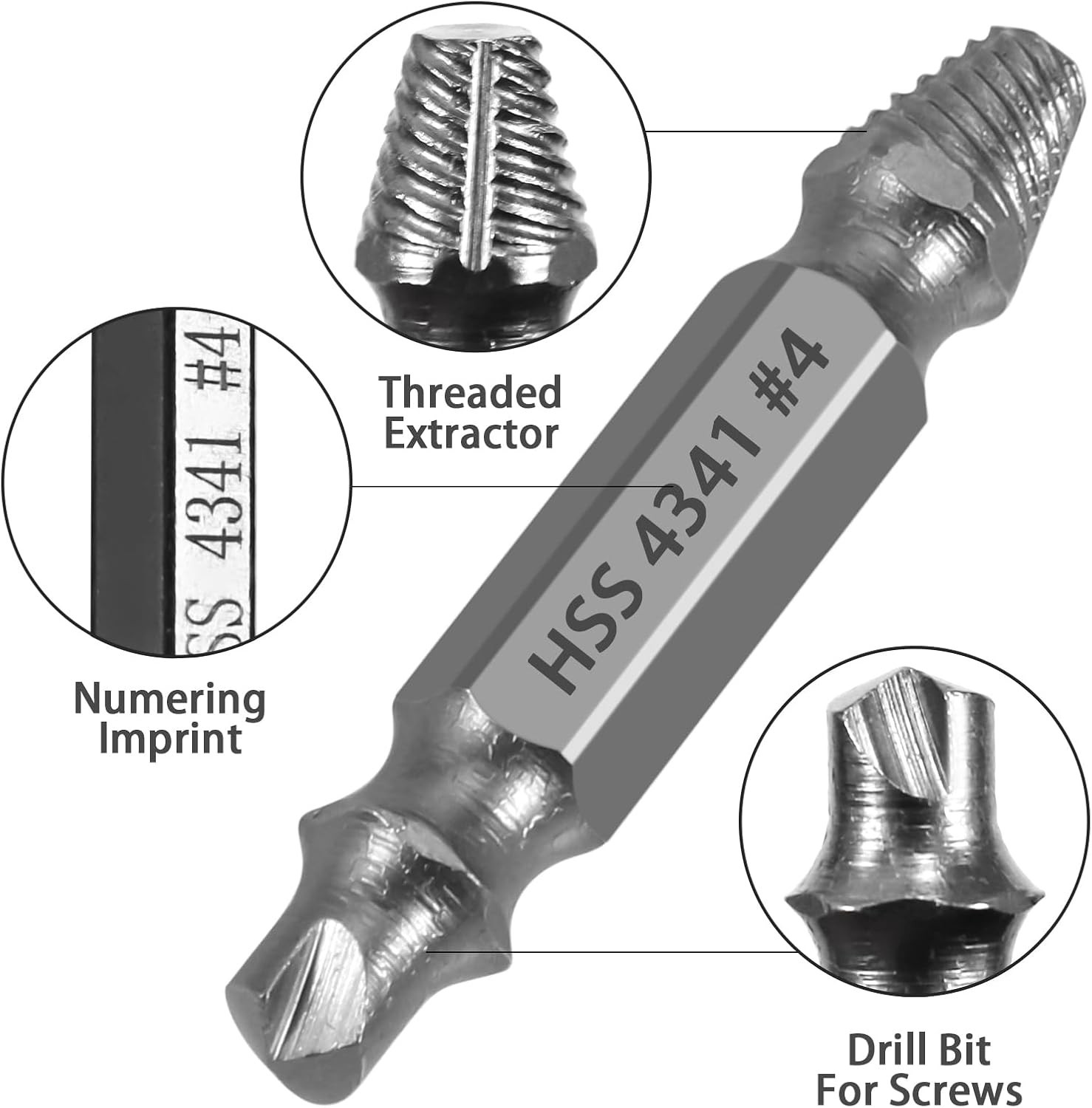 Industrial Grey Finish Screw Extractor Set