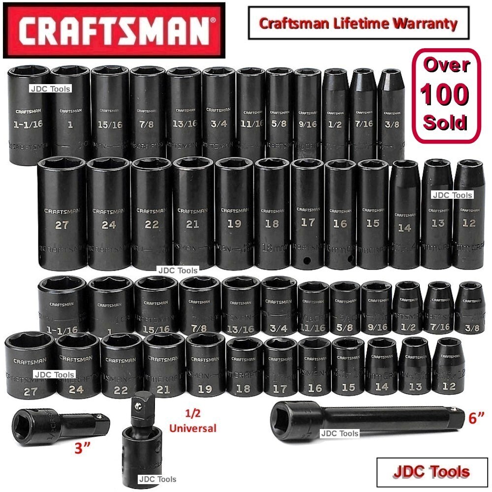 CRAFTSMAN 1/2 DRIVE 51 PC IMPACT SOCKET SET SAE MM 12
