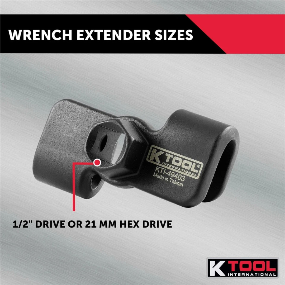 K Tool International 49403 Wrench Extender Adapter 1/2 Drive 21mm Hex