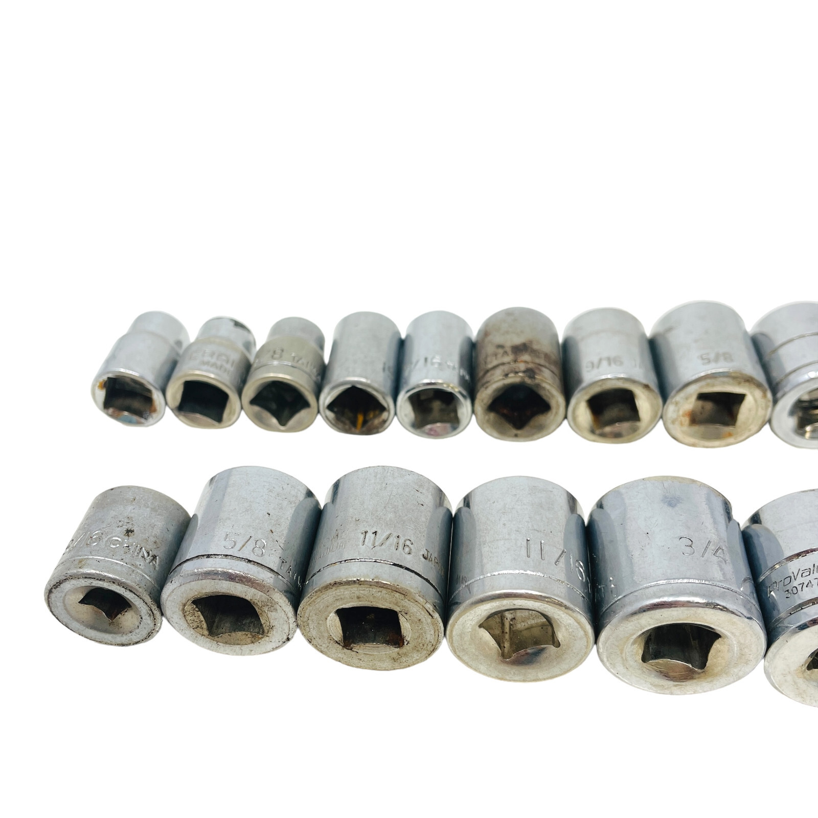 19 Pcs ProValue and Assorted 30747, 5/8, 11/16 in, 3/8 Drive Socket Set