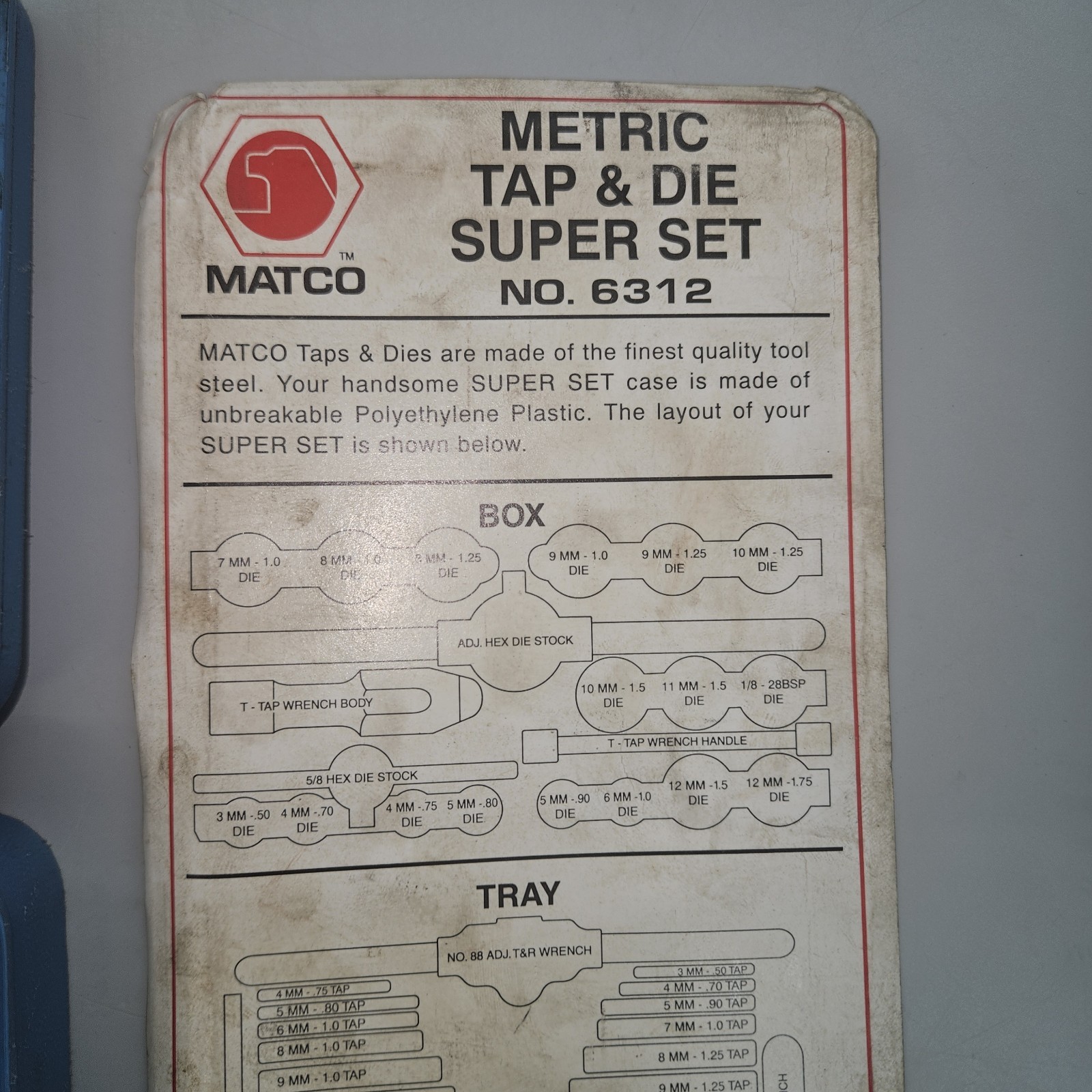 Matco Metric 6312 Tap and Die Super Set – Complete Set