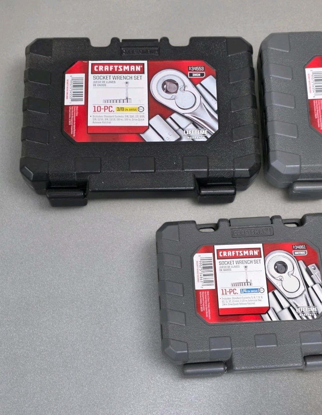 Craftsman 34553 34554 Metric & SAE Socket Ratchet Set 3/8″ Drive & 34861 1/4″