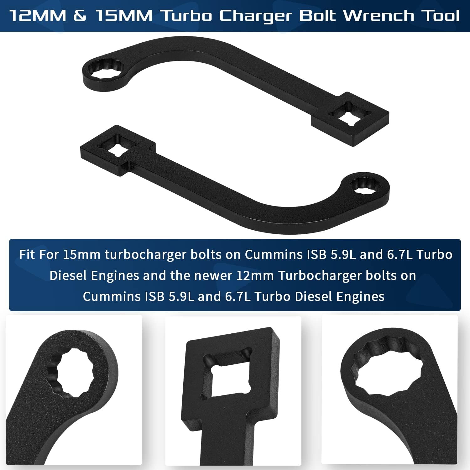 12MM & 15MM Turbo Charger Bolt Wrench Tool Set For Cummins ISB 5.9L 6.7L Diesel