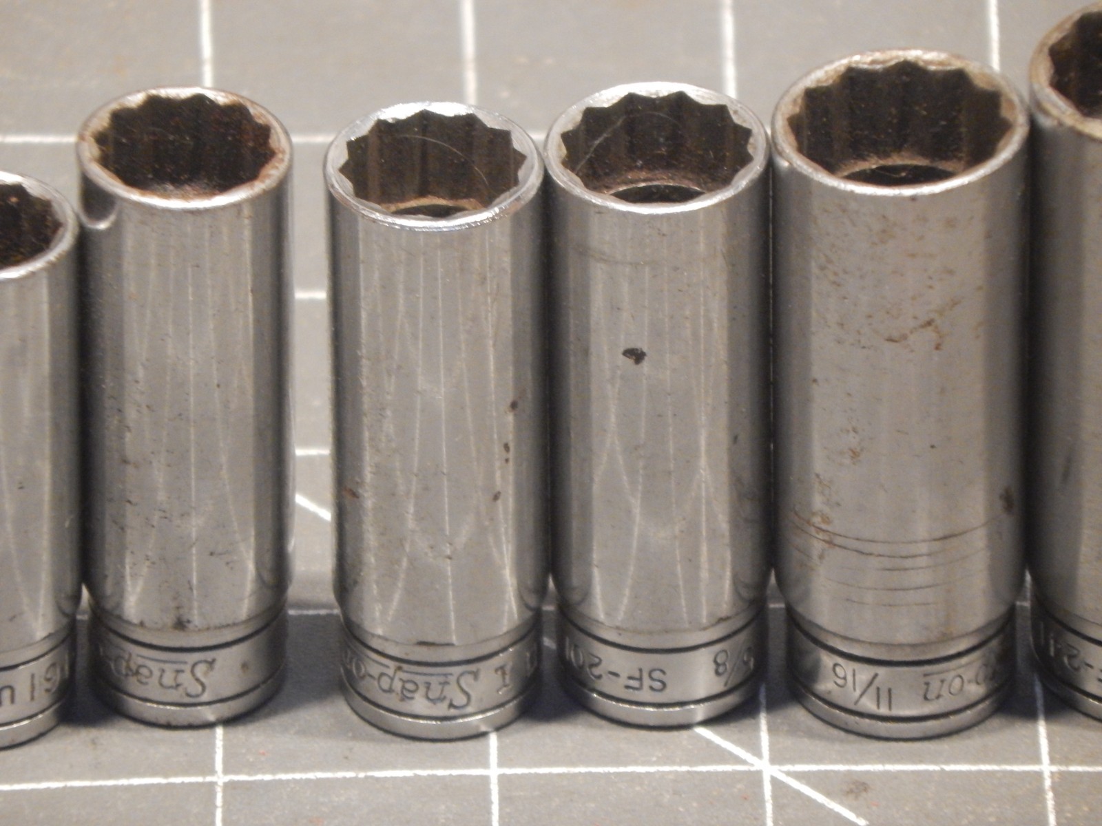 Snap On 11Pc SAE 3/8″ Drive Deep Socket Set 1/4″ 7/8″ 12Pt Dr 19/32″