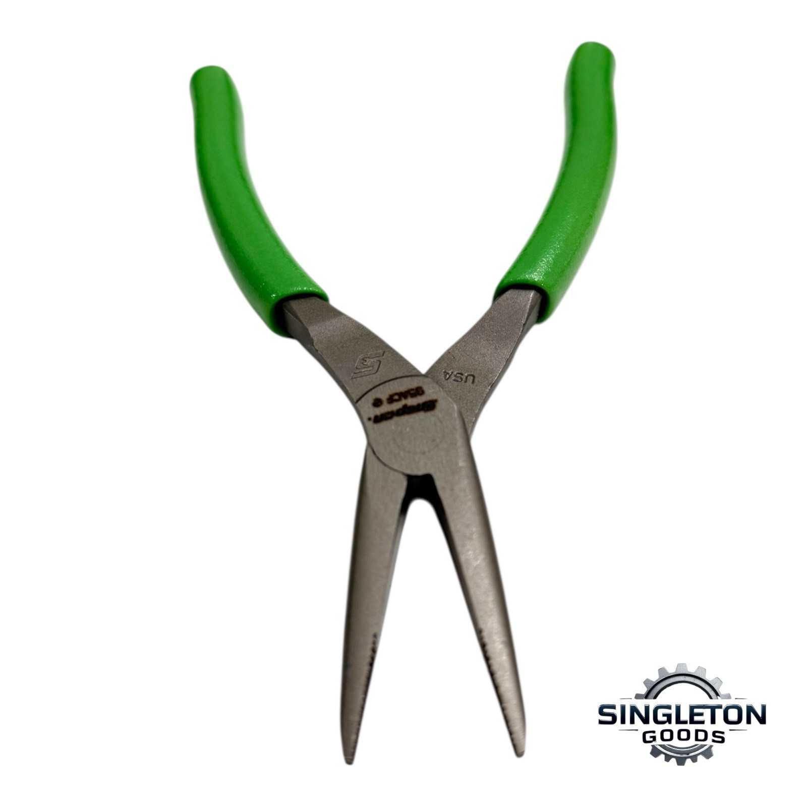 Snap-on Tools NEW 95ACFG 6″ GREEN Soft Grip Rounded Jaw Needle Nose Pliers USA