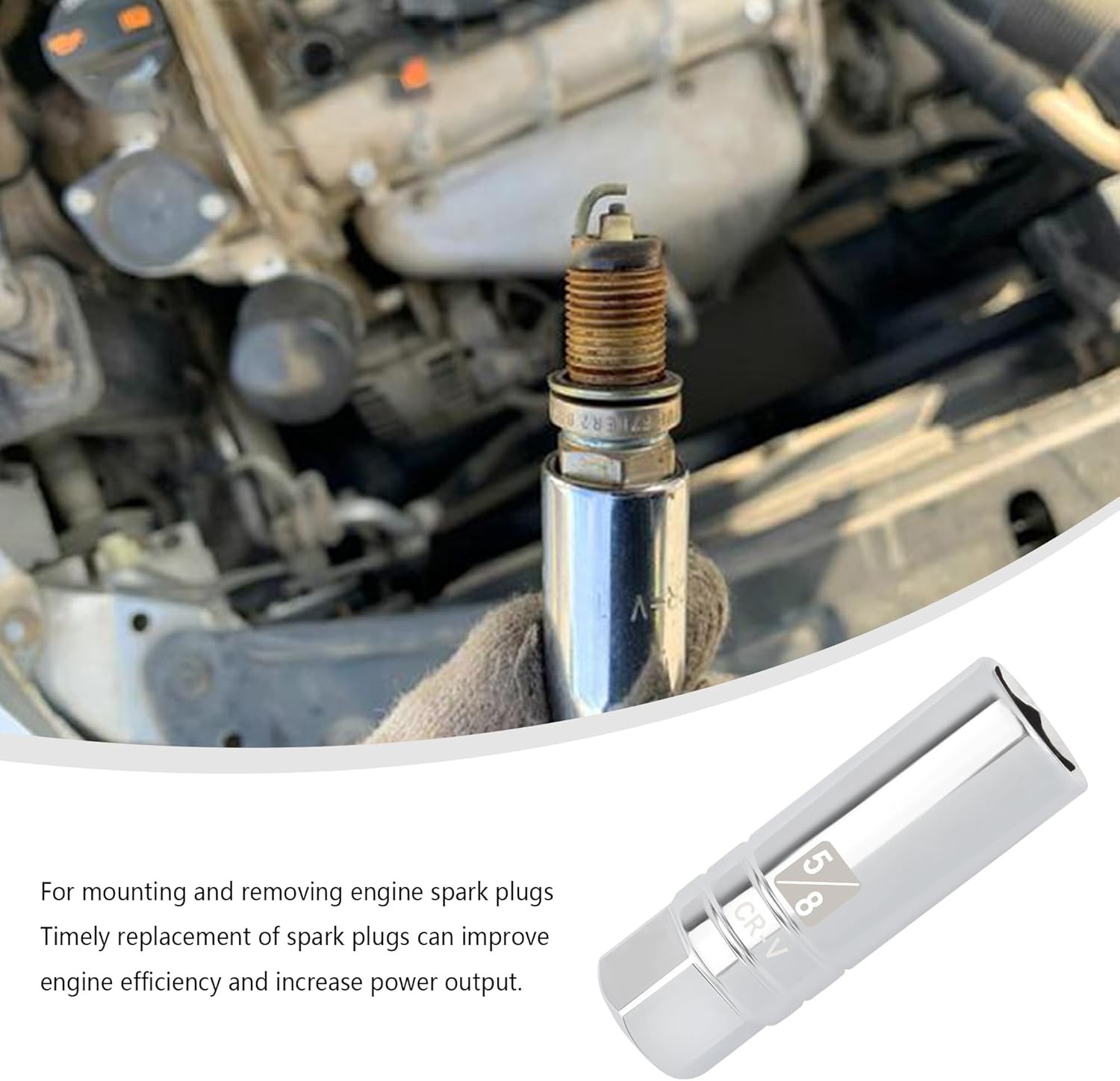 5/8″ Magnetic Spark Plug Socket,6-Point 3/8″ Drive Thin Wall Spark Plug Socket