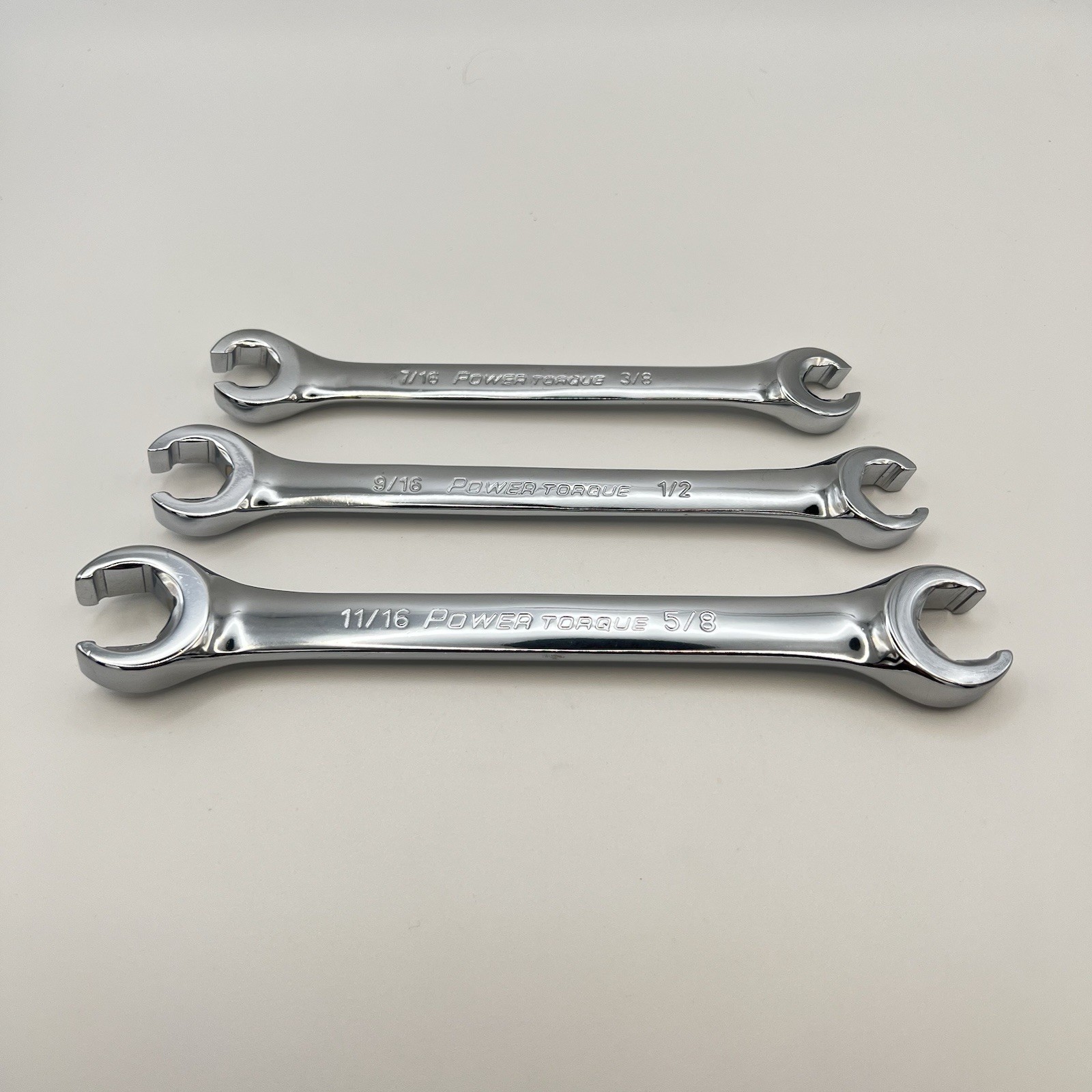 Power Torque 3pc SAE Flare Nut Wrench Set 3/8” – 11/16” Brake Line Tools GM0030