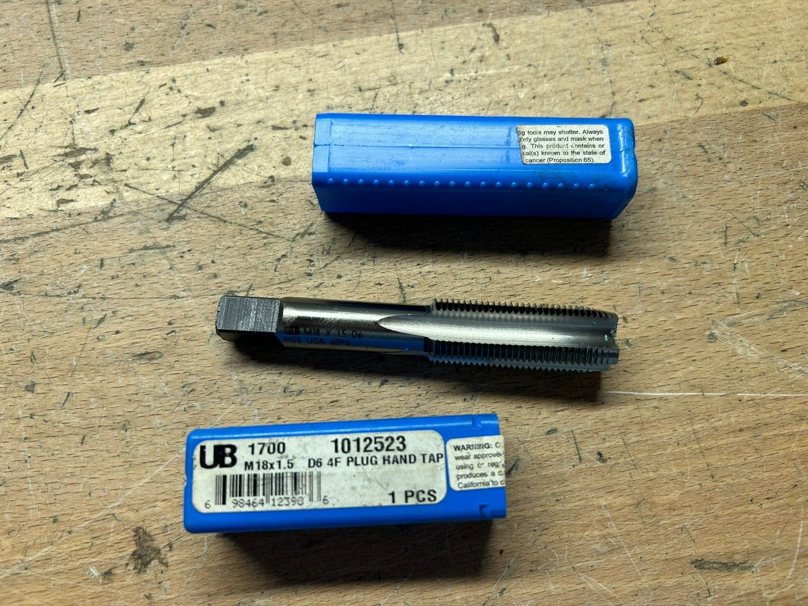 UNION BUTTERFIELD M18 X 1.5 Metric HSS TAPER Tap 4FL RH D6 1012523-NEW