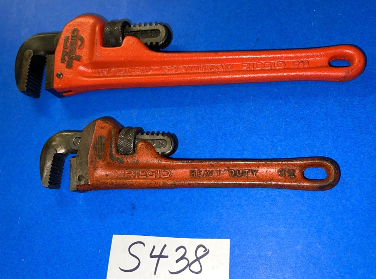 RIDGID TOOLS 2PC 10 INCH 75TH ANNIVERSARY & 8 INCH PIPE WRENCHES