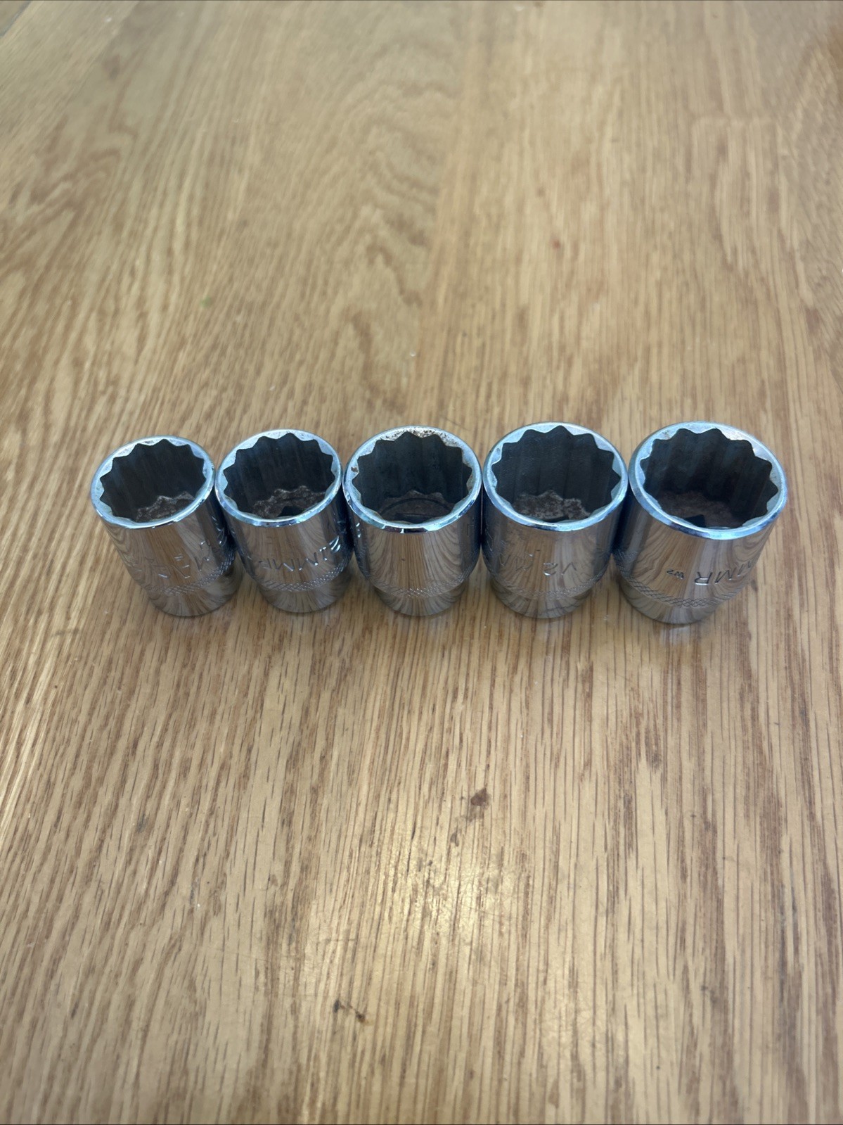 MAC TOOLS – Lot Of 5 Shallow METRIC Sockets, 1/2” Drive,12pt (20mm – 24mm) USA